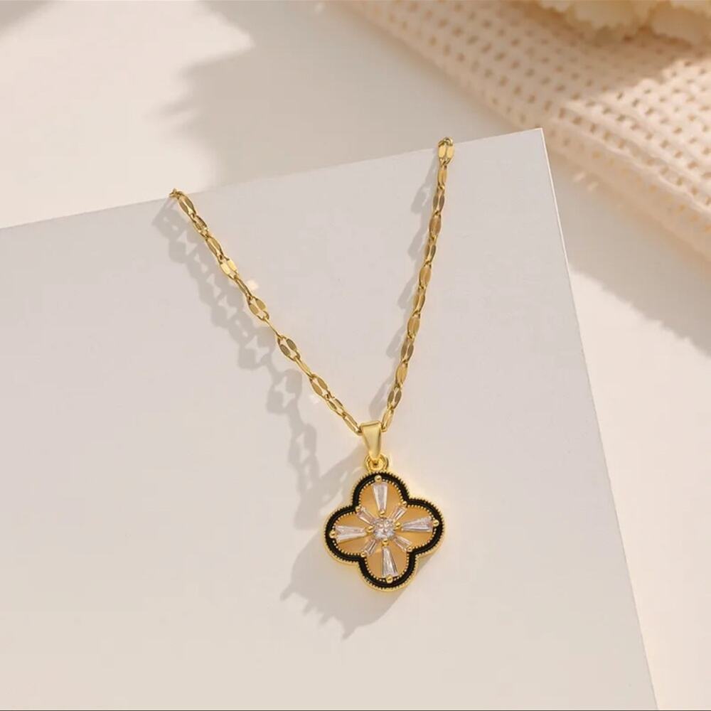 Gold Plated Four Leaf Clover Pendant Necklace - Picture 7 of 9